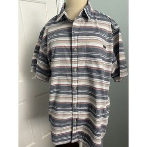 Eddie Bauer Men’s Button Up Short Sleeve Multicolor Shirt Size Large 100% Cotton